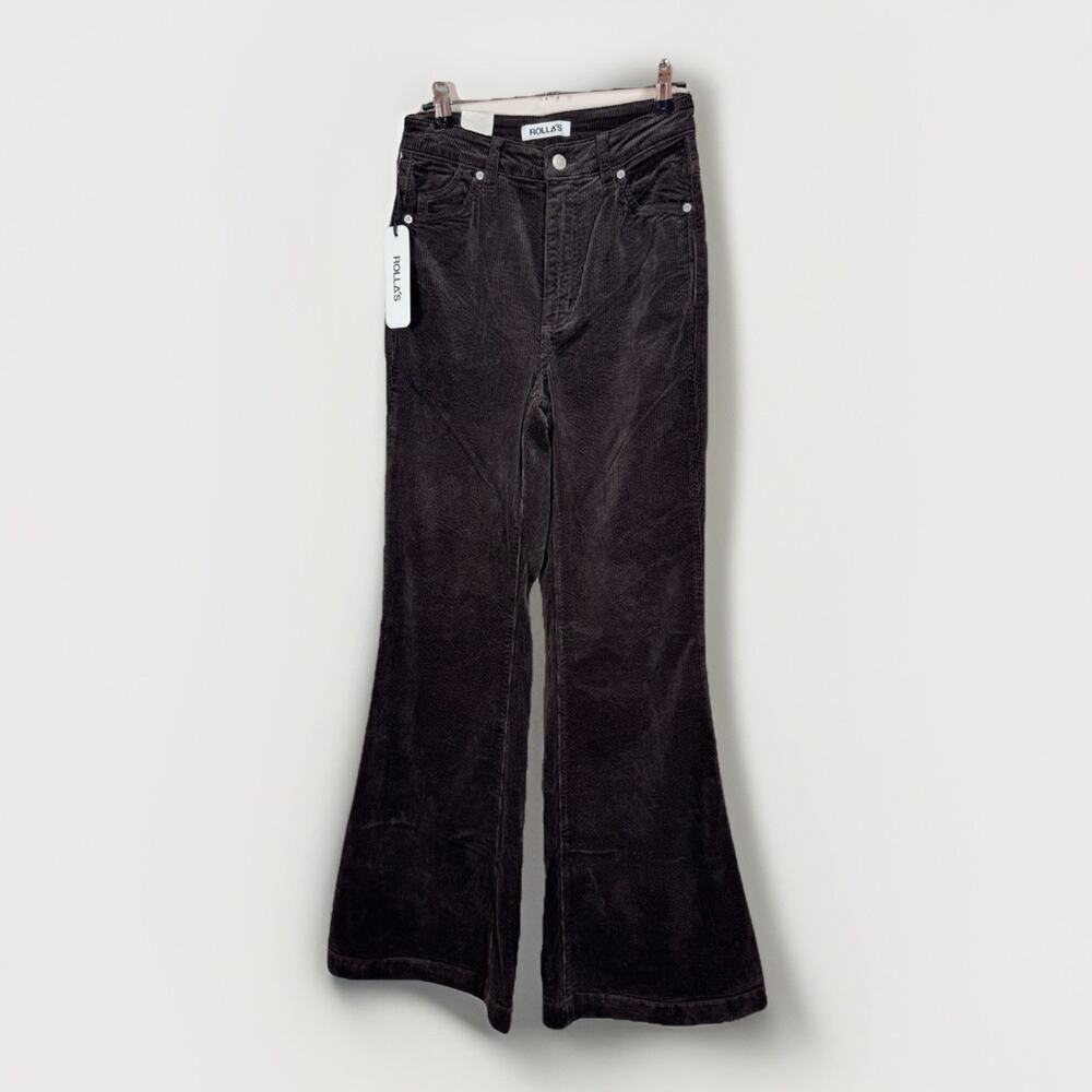 Rolla's Womens Brown Stretch Corduroy East Coast High Rise Flare Jeans Size 25